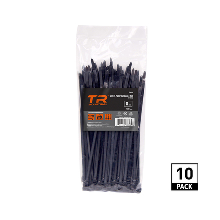 TR INDUSTRIAL 8 in Multi-Purpose UV Cable Ties in Black, 1000-pk TR88302-10PK